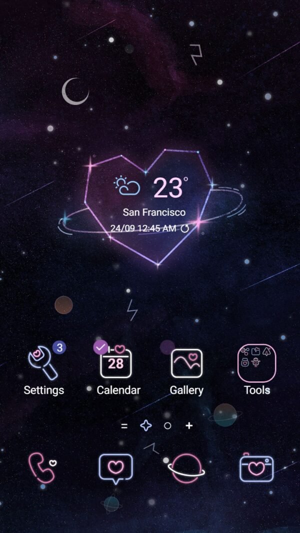 Samsung Themes: ❤️Mun❤️ Heart Constellation ~❤️ Premium Theme sparkling constellations above the Milky Way