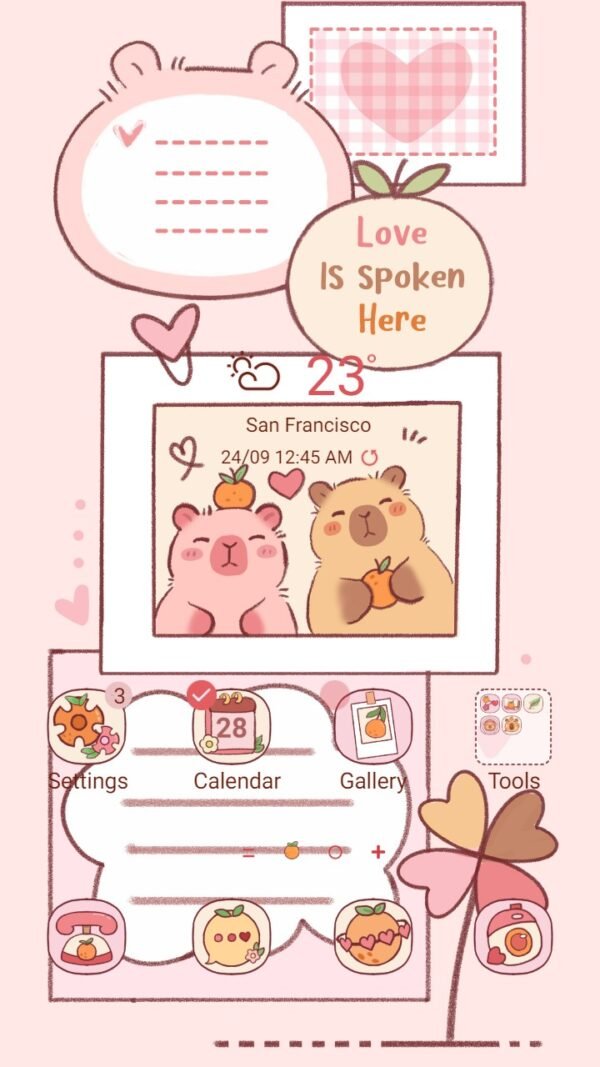 Samsung Themes: ❤️Mun❤️ Capybara Couple ~❤️ Premium Theme capybara couple happy in love