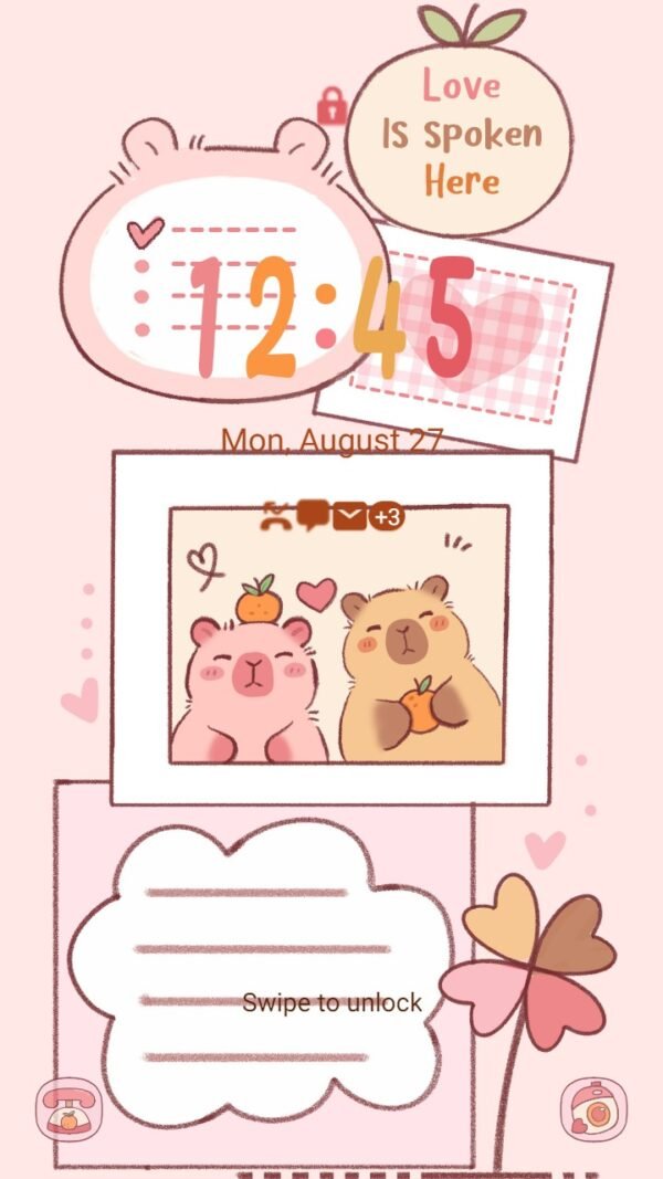 Samsung Themes: ❤️Mun❤️ Capybara Couple ~❤️ Premium Theme capybara couple happy in love - Image 2