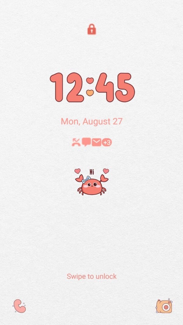 Samsung Themes: ❤️Mun❤️ Cute Crab Animated ~❤️ Premium Animated Theme the little cute crab crawled sideways - Image 2