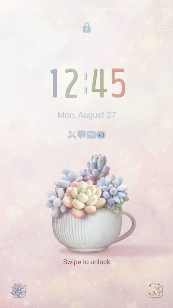 Samsung Themes: ❤️Mun❤️ Succulent plant ~❤️ Premium Theme colorful stone lotus pots - Image 2