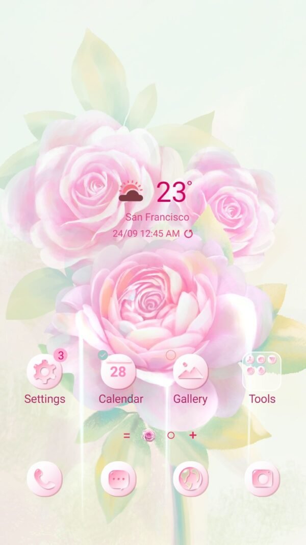 Samsung Themes: ❤️Mun❤️ Rose Hologram ~❤️ Premium Theme about pink pastel rose