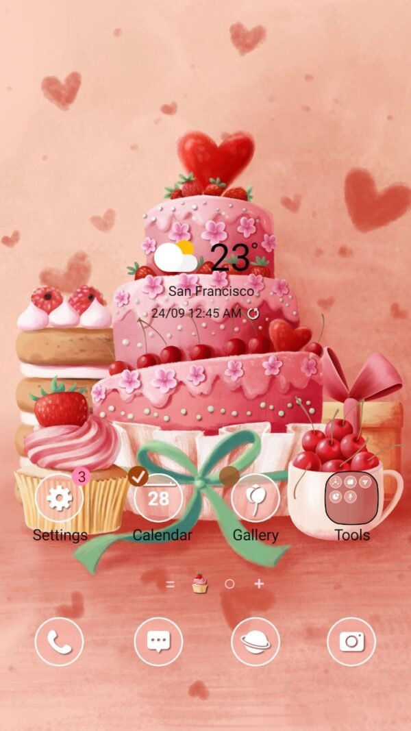 Samsung Themes: ❤️Mun❤️ Sweet Cakes ~❤️ Premium Theme with pink cream cakes