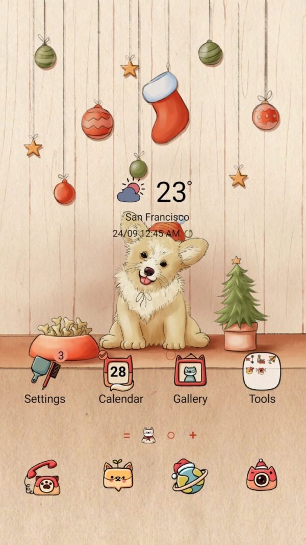 Samsung Themes: ❤️Mun❤️ Christmas puppy ~❤️ Premium Theme the puppy say hello to Christmas