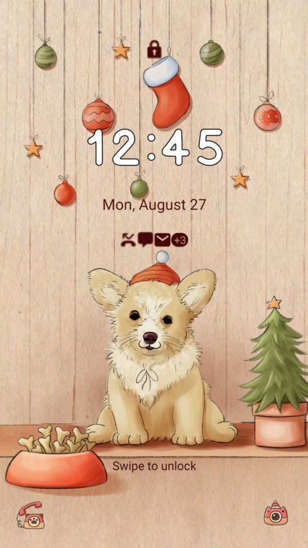 Samsung Themes: ❤️Mun❤️ Christmas puppy ~❤️ Premium Theme the puppy say hello to Christmas - Image 2