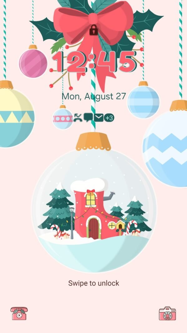 Samsung Themes: ❤️Mun❤️ Christmas Ball transparent ~❤️ Premium Theme the sock-shaped house inside the Christmas ball - Image 2