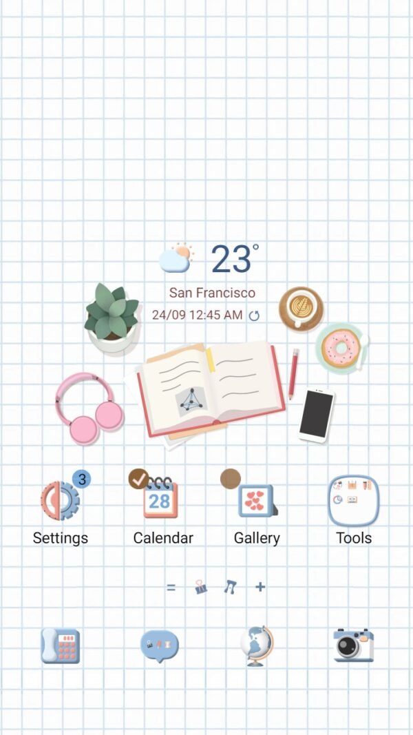 Samsung Themes: ❤️Mun❤️ Simple school supplies ~❤️ Premium Theme with clean and efficient design