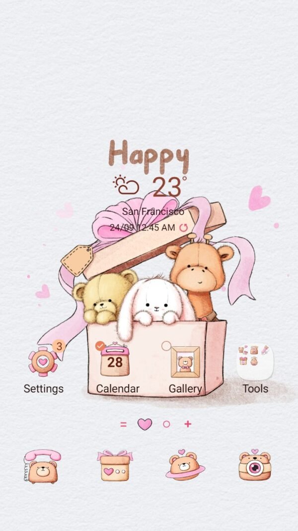 Samsung Themes: ❤️Mun❤️ Teddy Bears are in the box ~❤️ Premium Theme open the box and be greeted by soft cuteness