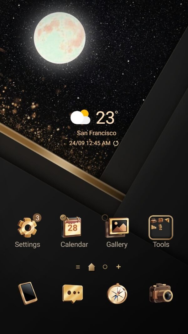 Samsung Themes: ❤️Mun❤️ Golden Galaxy Night ~❤️ Premium Theme the night sky with sparkling gold dust