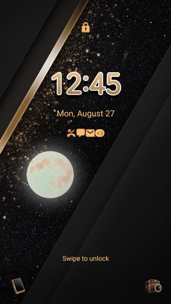 Samsung Themes: ❤️Mun❤️ Golden Galaxy Night ~❤️ Premium Theme the night sky with sparkling gold dust - Image 2
