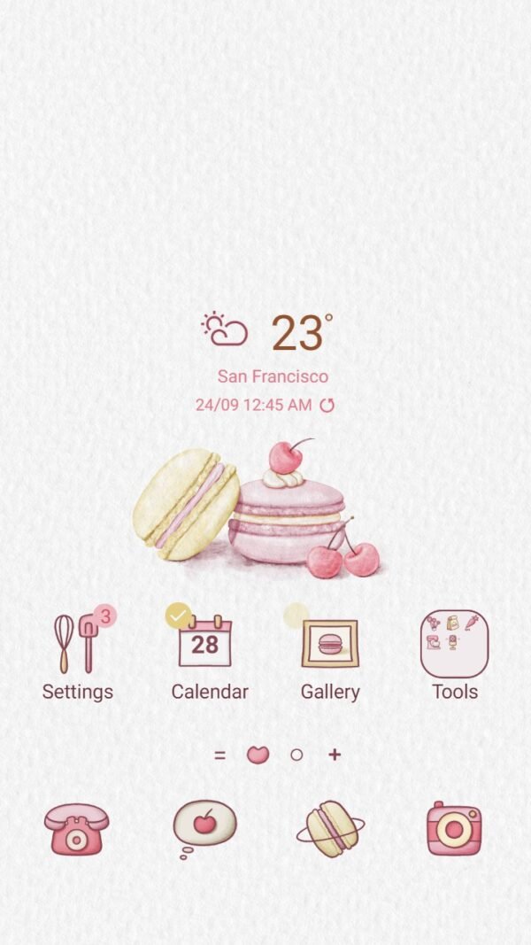 Samsung Themes: ❤️Mun❤️ Pastel Macarons ~❤️ Premium Theme delicious macarons and sweet cherry
