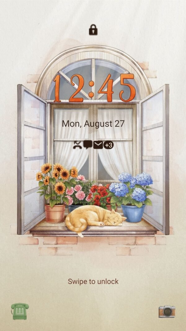 Samsung Themes: ❤️Mun❤️ Cat by the Window ~❤️ Premium Theme the serene presence of a cat by the window - Image 2