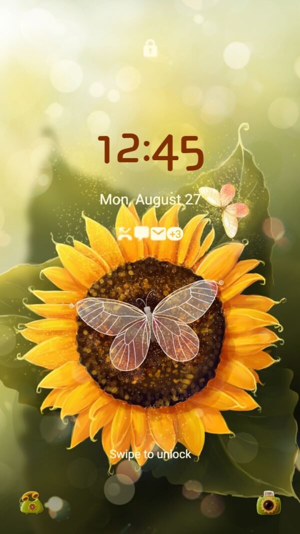 Samsung Themes: ❤️Mun❤️ Sunflower and Butterfly ~❤️ Premium Theme bright sunflowers and beautiful butterflies - Image 2