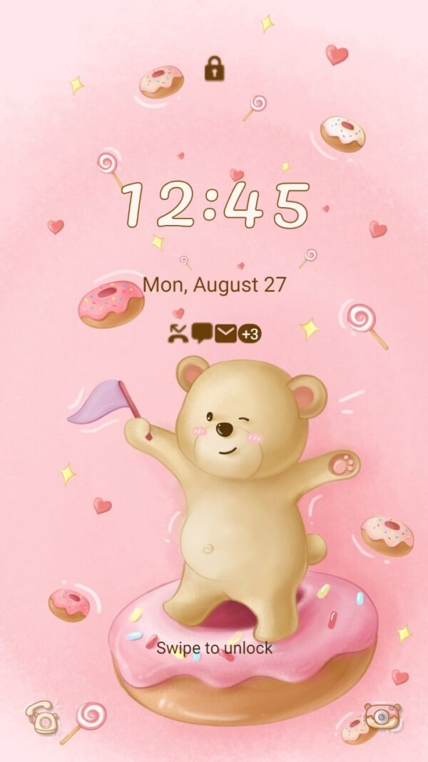 Samsung Themes: ❤️Mun❤️ Sweet Teddy Bear ~❤️ Premium Theme the teddy bears love to eat donuts - Image 2