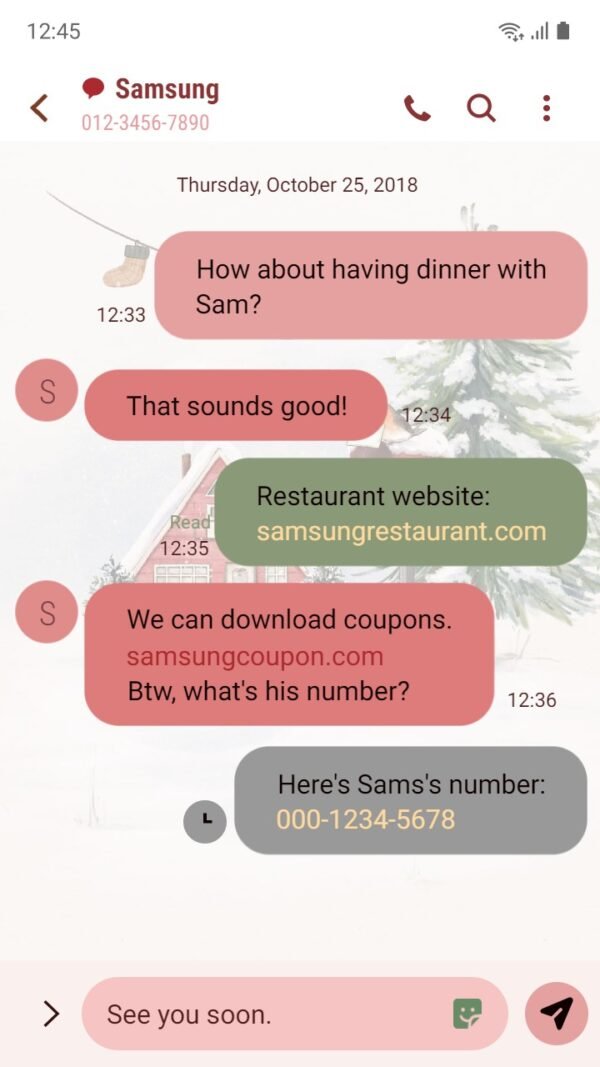 Samsung Themes: ❤️Mun❤️ Snowy House Serenity ~❤️ Premium Theme the red house stands out among the white snow - Image 4