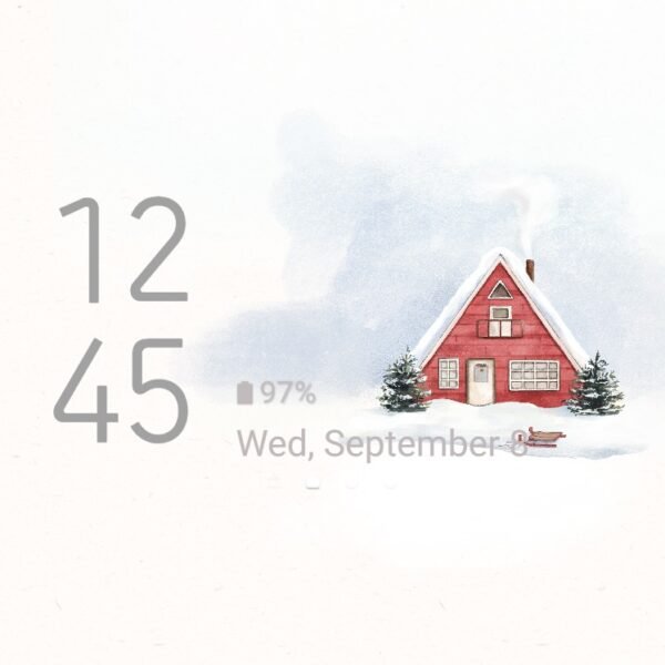 Samsung Themes: ❤️Mun❤️ Snowy House Serenity ~❤️ Premium Theme the red house stands out among the white snow - Image 8
