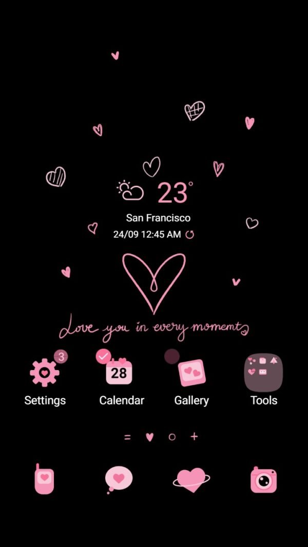 Samsung Themes: ❤️Mun❤️ Black Heart rate ~❤️ Premium Theme love in every moment dark mode