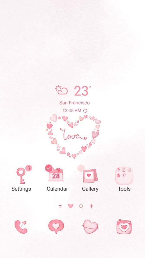 Samsung Themes: ❤️Mun❤️ Love Theme ~❤️ Premium Theme sweet pink hearts on the screen