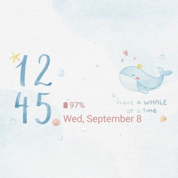 Samsung Themes: ❤️Mun❤️ Pastel Blue Whale ~❤️ Premium Theme the cute whale of Oceania - Image 8