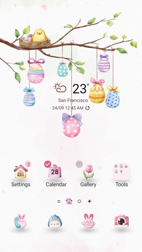 Samsung Themes: ❤️Mun❤️ Egg Blooms ~❤️ Premium Theme colorful eggs hatch into tulips