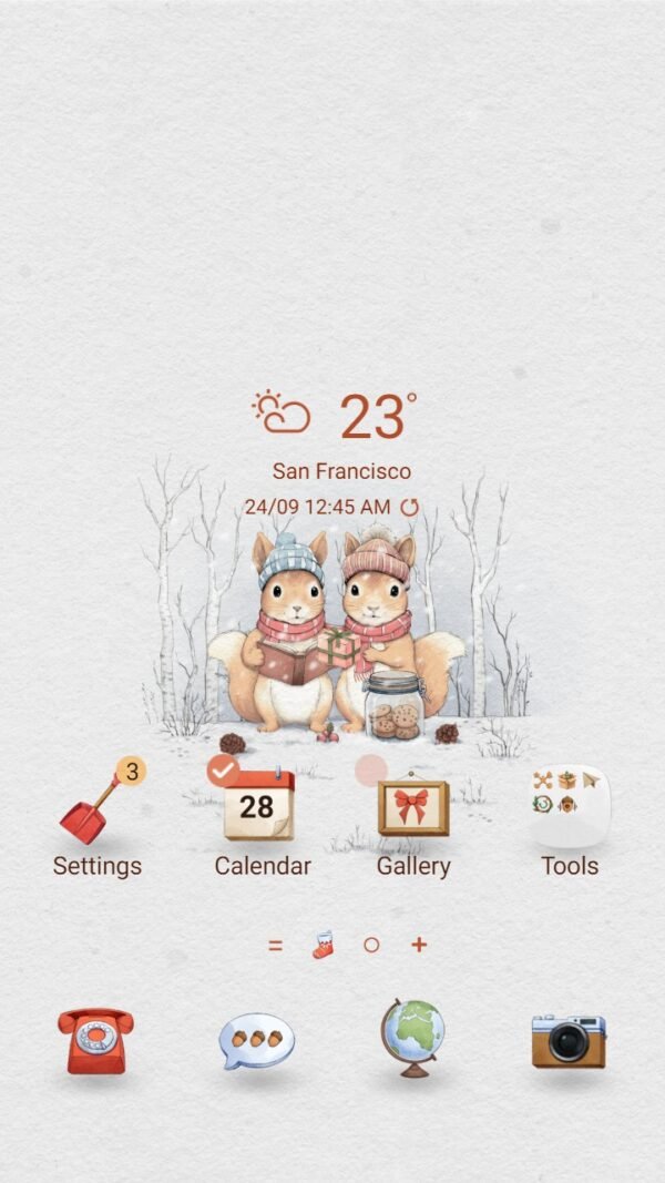 Samsung Themes: ❤️Mun❤️ Red Squirrel Couple ~❤️ Premium Theme the cuteness of the small animal couple