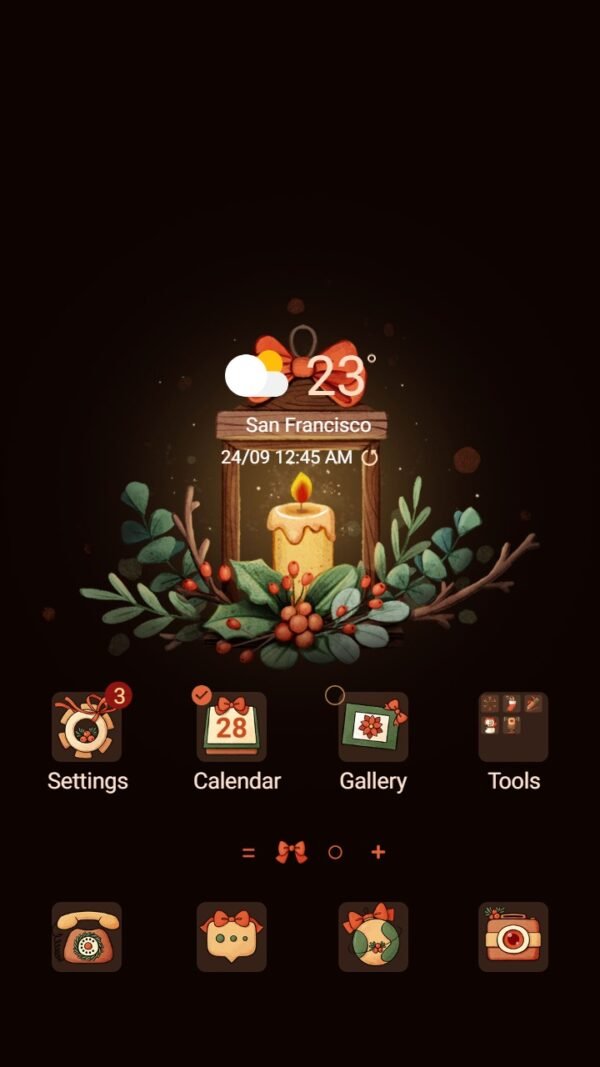 Samsung Themes: ❤️Mun❤️ Cozy Christmas Candlelight ~❤️ Premium Theme candle lit in the middle of the night