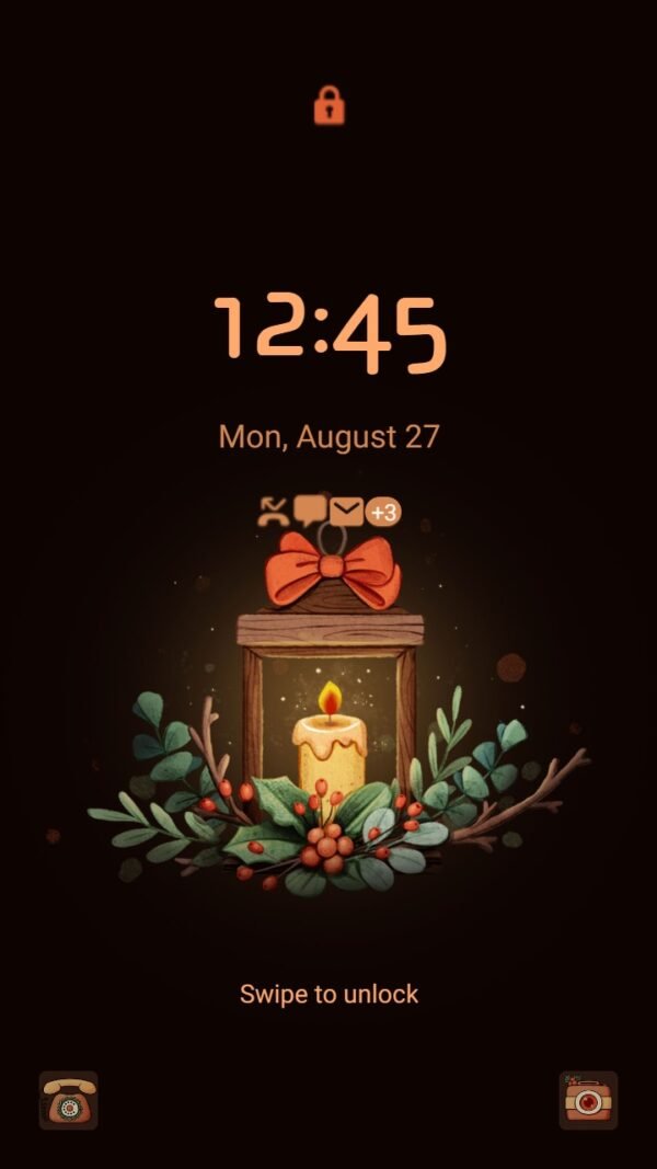 Samsung Themes: ❤️Mun❤️ Cozy Christmas Candlelight ~❤️ Premium Theme candle lit in the middle of the night - Image 2