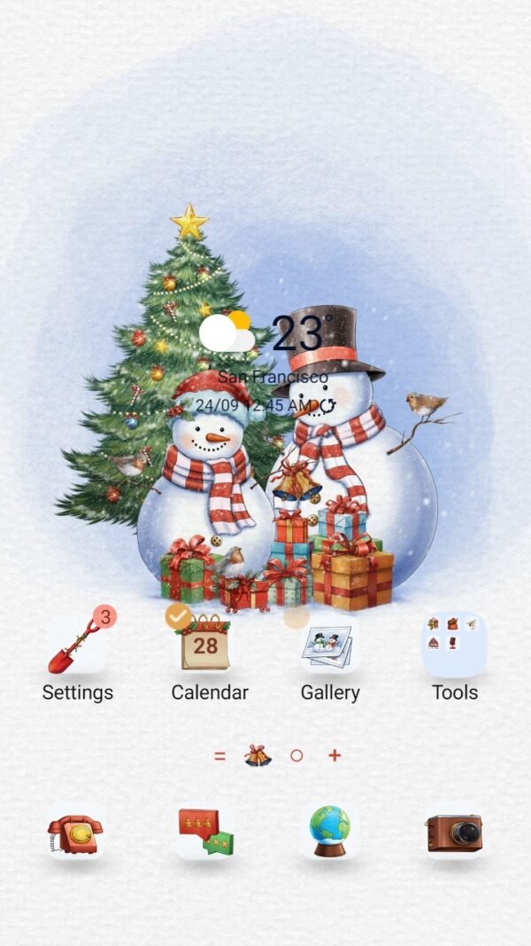 Samsung Themes: ❤️Mun❤️ Snowman couple ~❤️ Premium Theme about a snowman couple celebrating Christmas together