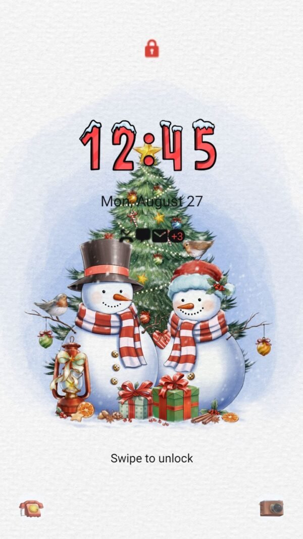 Samsung Themes: ❤️Mun❤️ Snowman couple ~❤️ Premium Theme about a snowman couple celebrating Christmas together - Image 2