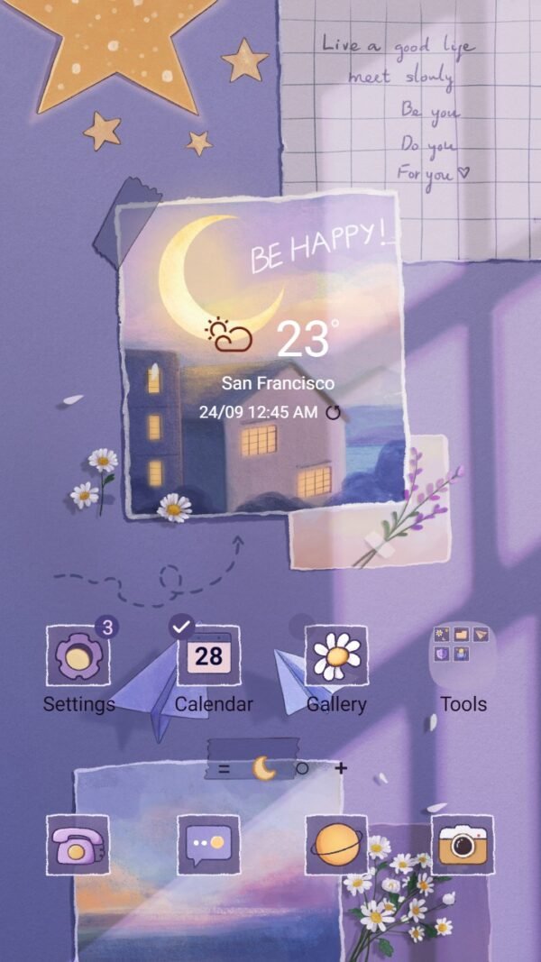 Samsung Themes: ❤️Mun❤️ Dreamy Purple Moonlight ~❤️ Premium Theme the night sky takes on a captivating shade of purple