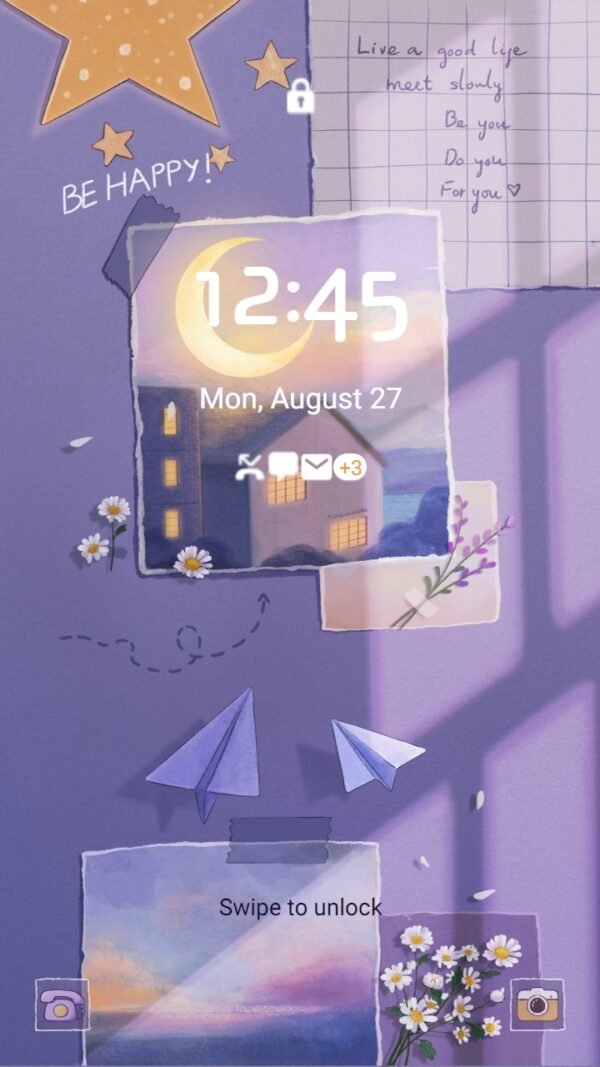 Samsung Themes: ❤️Mun❤️ Dreamy Purple Moonlight ~❤️ Premium Theme the night sky takes on a captivating shade of purple - Image 2
