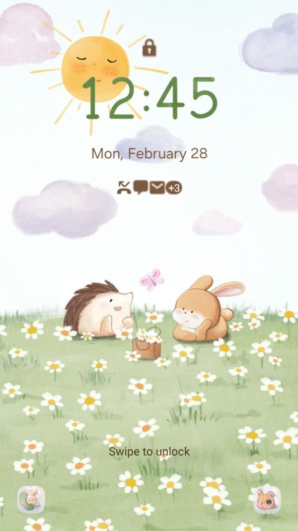 Samsung Themes: ❤️Mun❤️ Rabbit and Hedgehog ~❤️ Premium Theme confide in each other under the sunshine - Image 2