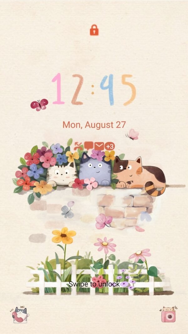 Samsung Themes: ❤️Mun❤️ Cats and Flower bush ~❤️ Premium Theme naughty cats play next to flower bushes - Image 2