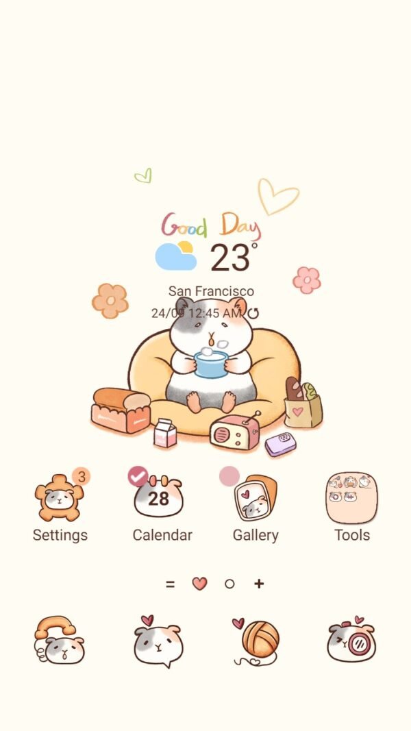 Samsung Themes: ❤️Mun❤️ Chill with Hamster ~❤️ Premium Theme enjoy your free time with your hamster