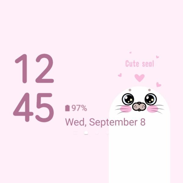 Samsung Themes: ❤️Mun❤️ Simple White Seal ~❤️ Premium Theme cute white seal on pink background - Image 8