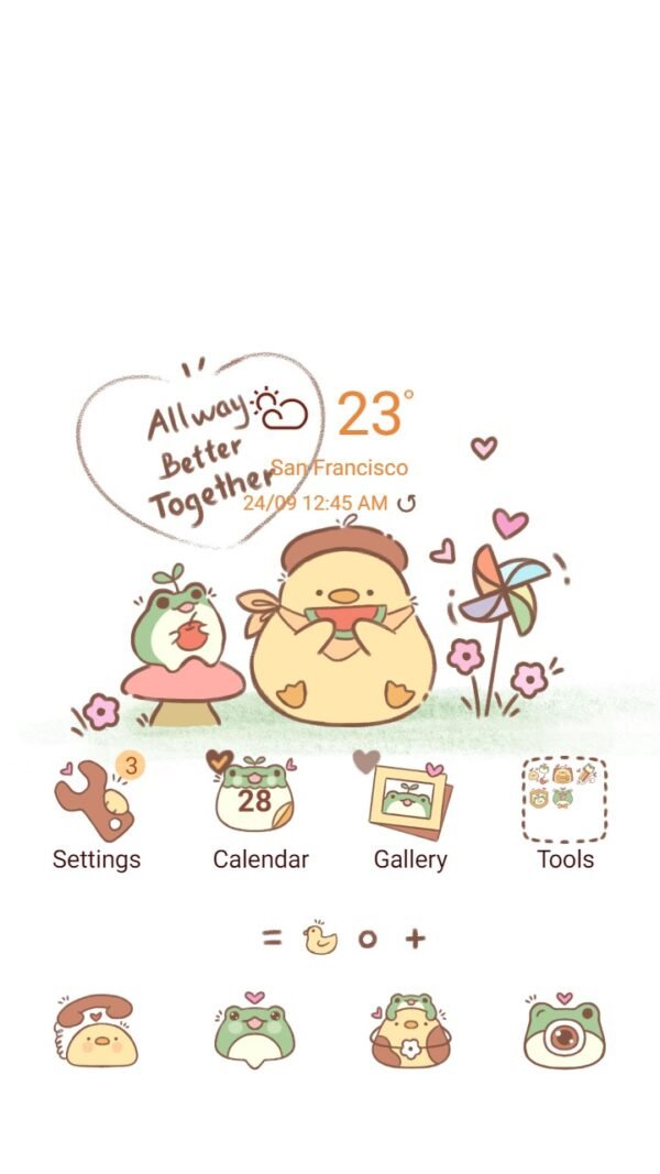 Samsung Themes: ❤️Mun❤️ Duck and Frog ~❤️ Premium Theme the cuteness of the frog and duck best friends