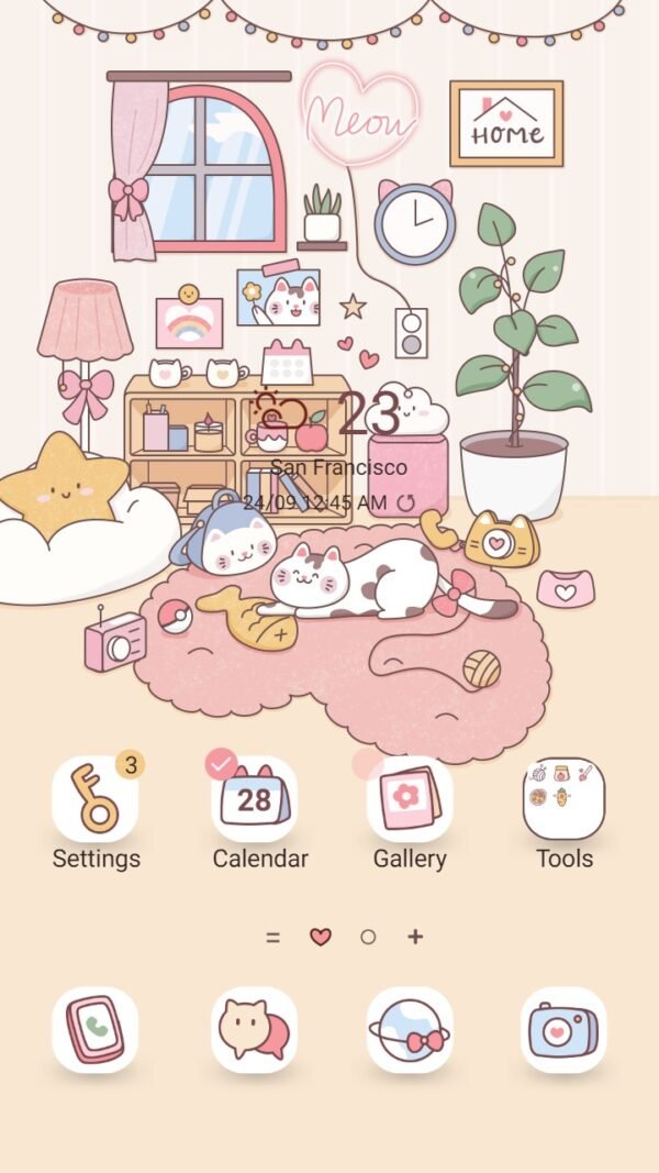 Samsung Themes: ❤️Mun❤️ Corner of Kitty ~❤️ Premium Theme a place for kitty to relax and play