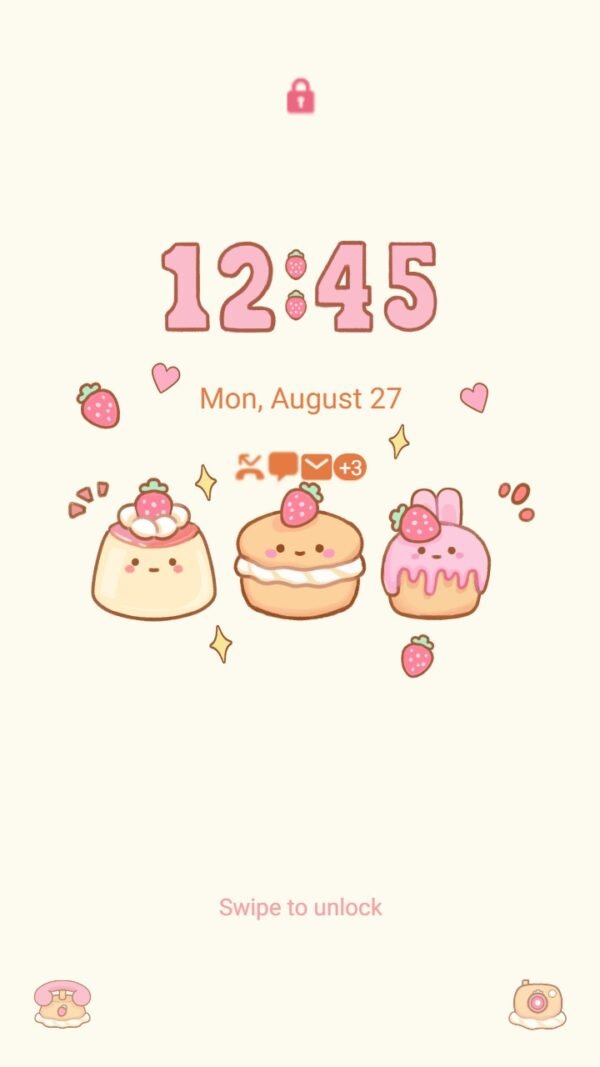 Samsung Themes: ❤️Mun❤️ Emoji Strawberry Cakes ~❤️ Premium Theme the lovely sweetness of the cakes - Image 2