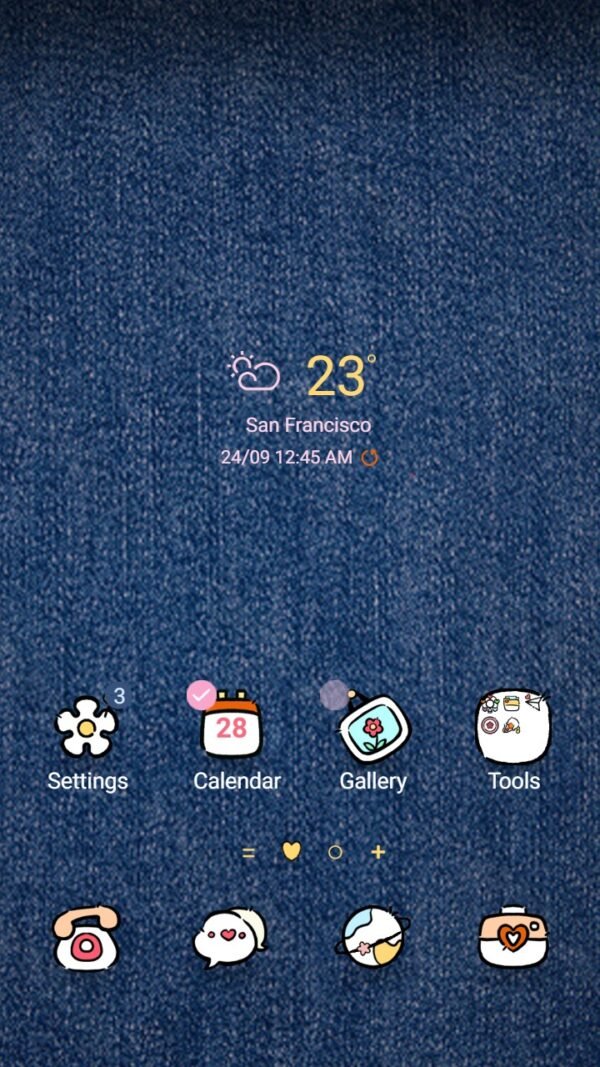 Samsung Themes: ❤️Mun❤️ Jean Material ~❤️ Premium Theme jean fashion style with adorable icons