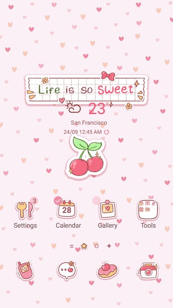 Samsung Themes: ❤️Mun❤️ Cherry Sticker ~❤️ Premium Theme the sweetness of cherries