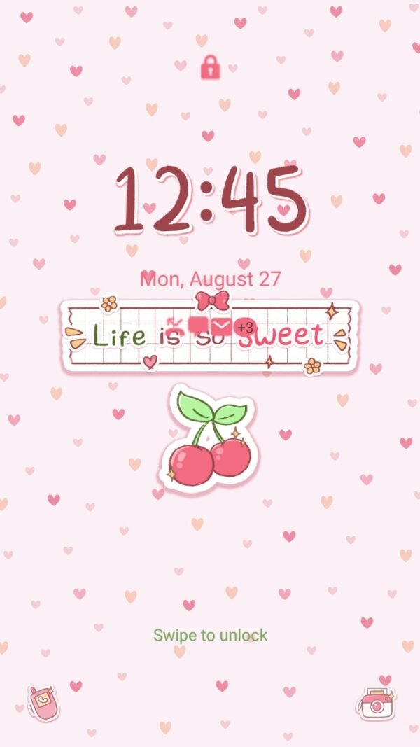 Samsung Themes: ❤️Mun❤️ Cherry Sticker ~❤️ Premium Theme the sweetness of cherries - Image 2