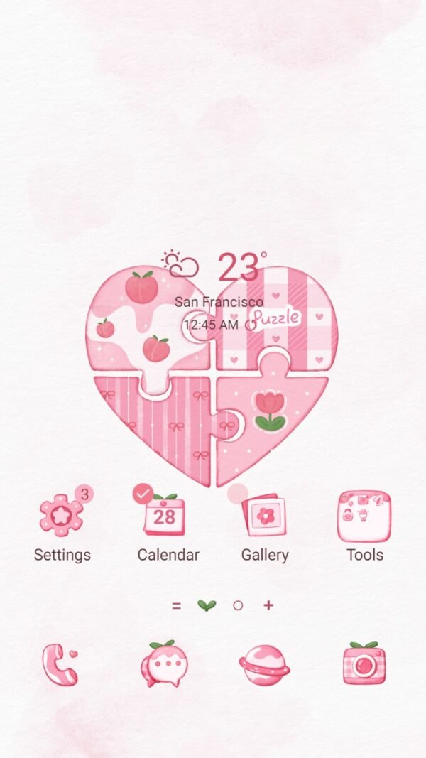 Samsung Themes: ❤️Mun❤️ Heart Piece ~❤️ Premium Theme about sweet pink heart puzzle