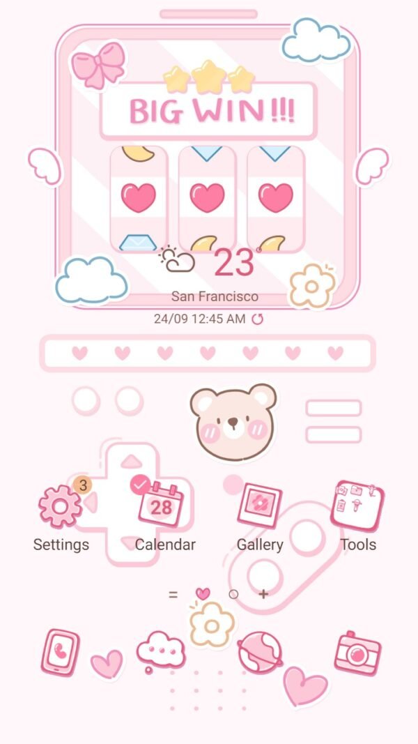 Samsung Themes: ❤️Mun❤️ Z Flip Gameboy ~❤️ Premium Theme cute pink foldable handheld game console