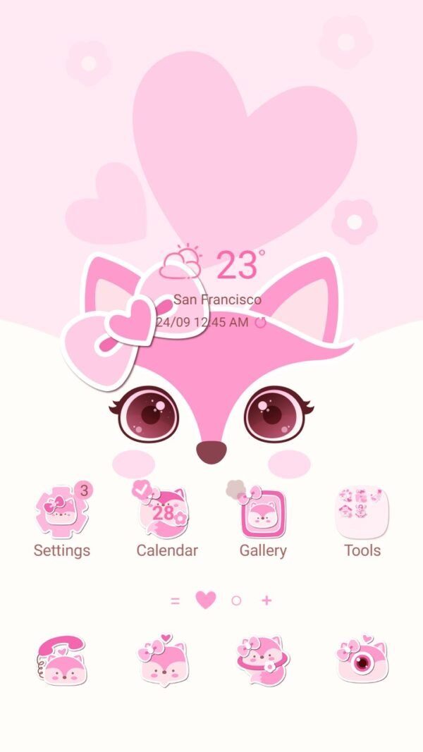 Samsung Themes: ❤️Mun❤️ Pinky Fox ~❤️ Premium Theme the charm of the lovely pink fox