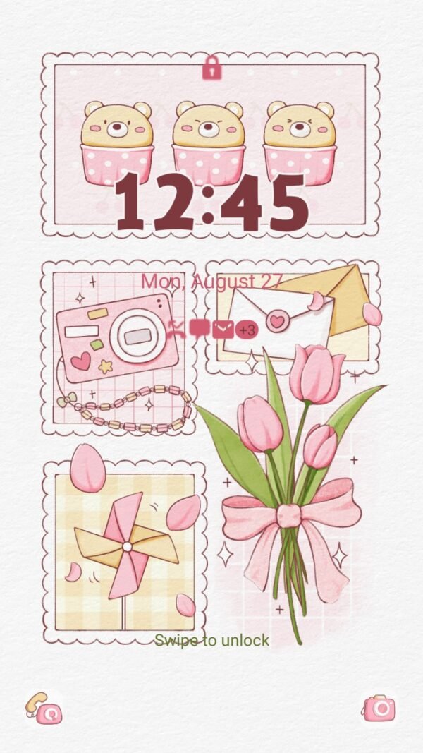 Samsung Themes: ❤️Mun❤️ Tulip Stamp ~❤️ Premium Theme the cuteness of these pink tulip themed stamps - Image 2