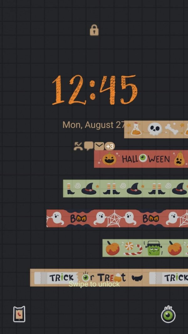 Samsung Themes: ❤️Mun❤️ Dark Halloween Strips ~❤️ Premium Theme the super cute Halloween color strips on a dark background - Image 2