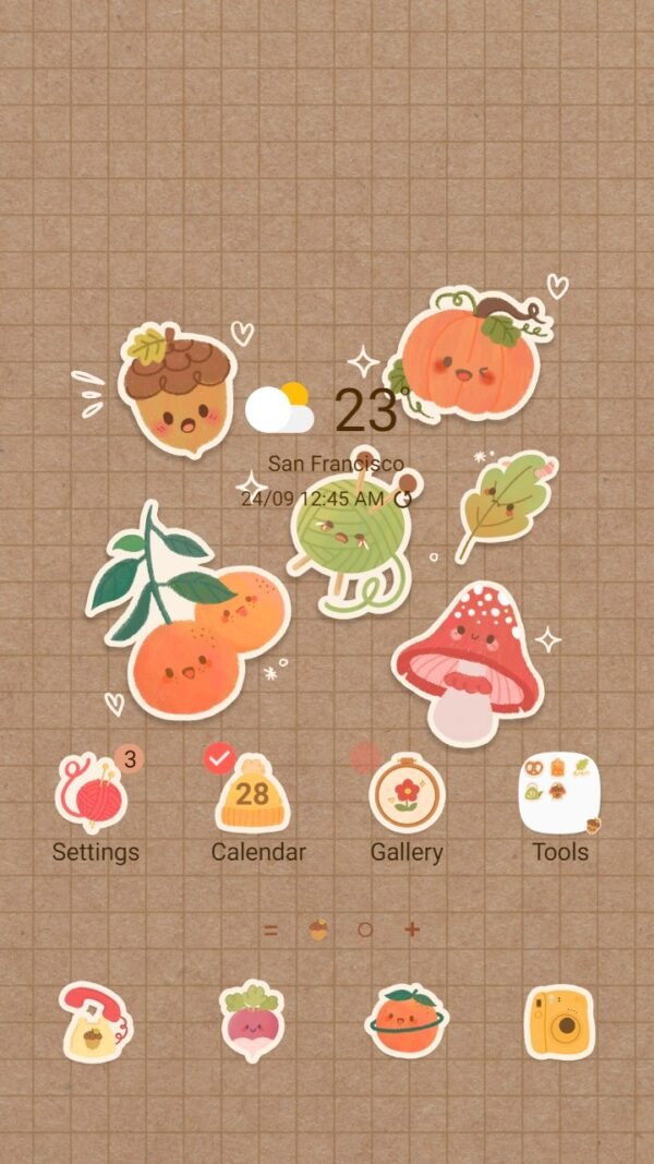 Samsung Themes: ❤️Mun❤️ Fall Stickers ~❤️ Premium Theme adorable autumn themed stickers