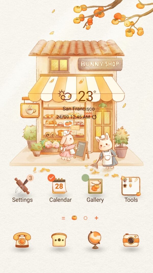 Samsung Themes: ❤️Mun❤️ Rabbit Cafe ~❤️ Premium Theme a coffee and cake shop of adorable rabbits