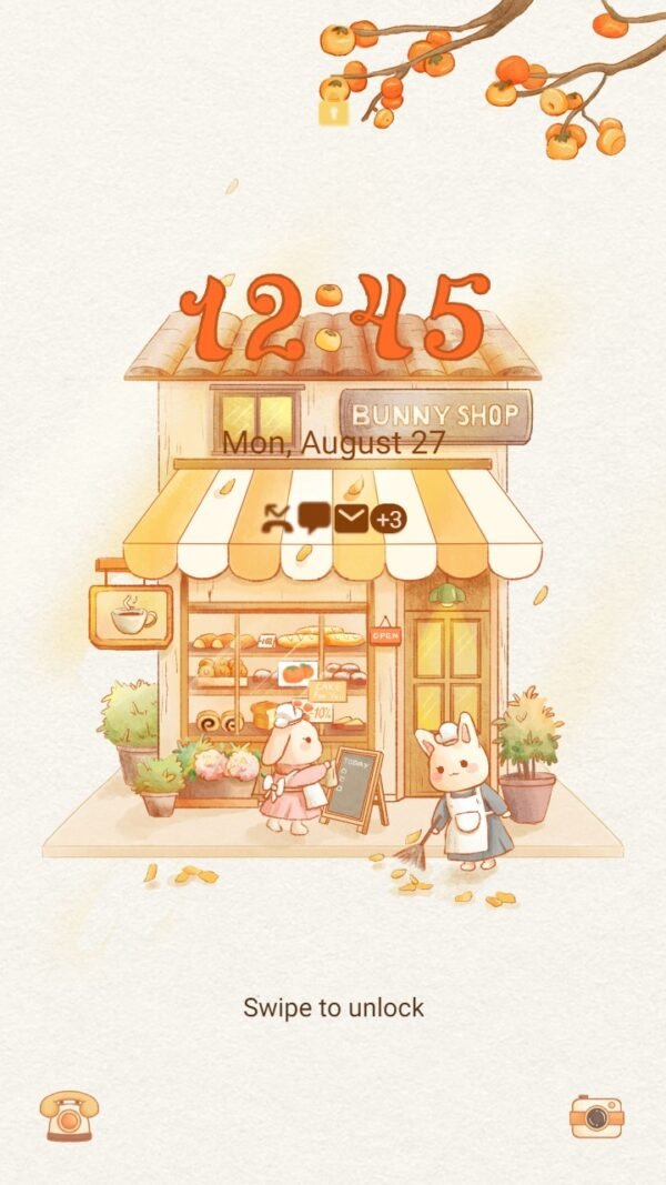 Samsung Themes: ❤️Mun❤️ Rabbit Cafe ~❤️ Premium Theme a coffee and cake shop of adorable rabbits - Image 2