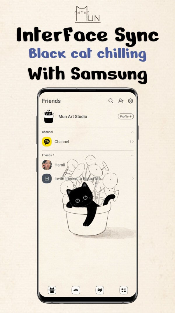 KakaoTalk Themes: Black cat chilling - Image 2